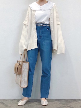 「切りっぱなしデニム」｜「アイテム（その他）」を使った、ひ　な　たさん（レディース・160cm）の春コーディネート