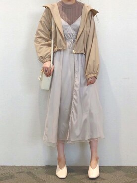 「ニットワンピース」｜「アイテム（マウンテンパーカー）」を使った、ひ　な　たさん（レディース・160cm）の春コーディネート