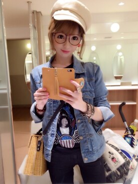 「AVAN LILY（アヴァンリリィ）のアイテム（帽子）」を使った、hi__chan¨̮♥︎さん（レディース・160cm）の春コーディネート