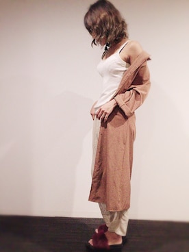 「夏秋ミックス」｜「アイテム（キャミソール）」を使った、ちゃぴさんさん（レディース・159cm）の秋コーディネート