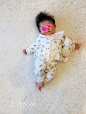 「アイテム（付け襟）」を使った、⭐︎うみちゃん⭐︎さん（キッズ・60cm）の春コーディネート