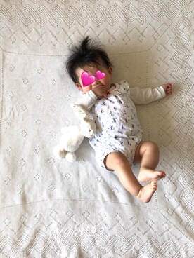 「PETIT BATEAU（プチバトー）のアイテム（オールインワン・サロペット）」を使った、⭐︎うみちゃん⭐︎さん（キッズ・60cm）の春コーディネート