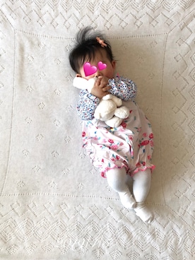 「PETIT BATEAU（プチバトー）のアイテム（オールインワン・サロペット）」を使った、⭐︎うみちゃん⭐︎さん（キッズ・60cm）の春コーディネート