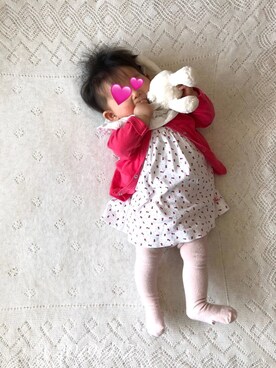 「PETIT BATEAU（プチバトー）のアイテム（オールインワン・サロペット）」を使った、⭐︎うみちゃん⭐︎さん（キッズ・60cm）の春コーディネート