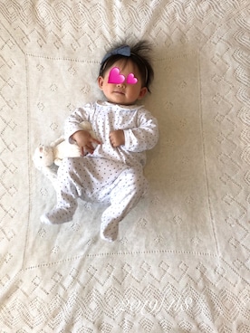 「PETIT BATEAU（プチバトー）のアイテム（オールインワン・サロペット）」を使った、⭐︎うみちゃん⭐︎さん（キッズ・60cm）の春コーディネート