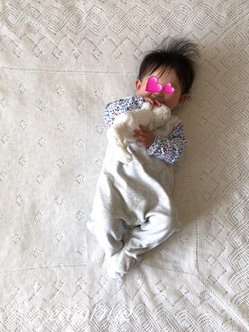 「PETIT BATEAU（プチバトー）のアイテム（オールインワン・サロペット）」を使った、⭐︎うみちゃん⭐︎さん（キッズ・60cm）の春コーディネート