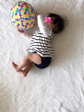 「平成最後のWEARISTAセンバツ」｜「アイテム（おもちゃ）」を使った、⭐︎うみちゃん⭐︎さん（キッズ・60cm）の春コーディネート