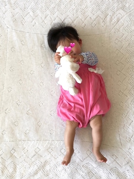 「PETIT BATEAU（プチバトー）のアイテム（オールインワン・サロペット）」を使った、⭐︎うみちゃん⭐︎さん（キッズ・60cm）の春コーディネート