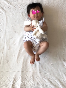 「PETIT BATEAU（プチバトー）のアイテム（オールインワン・サロペット）」を使った、⭐︎うみちゃん⭐︎さん（キッズ・60cm）の春コーディネート
