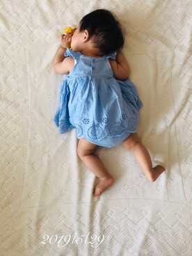 「赤ちゃん」｜「アイテム（チュニック）」を使った、⭐︎うみちゃん⭐︎さん（キッズ・70cm）の春コーディネート