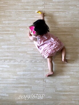 「PETIT BATEAU（プチバトー）のアイテム（オールインワン・サロペット）」を使った、⭐︎うみちゃん⭐︎さん（キッズ・61cm）の夏コーディネート