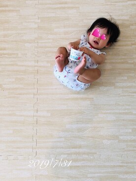 「PETIT BATEAU（プチバトー）のアイテム（オールインワン・サロペット）」を使った、⭐︎うみちゃん⭐︎さん（キッズ・70cm）の夏コーディネート