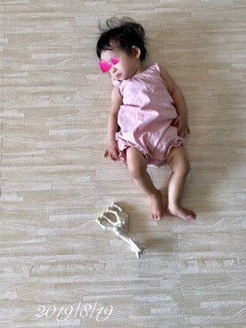 「PETIT BATEAU（プチバトー）のアイテム（オールインワン・サロペット）」を使った、⭐︎うみちゃん⭐︎さん（キッズ・70cm）の夏コーディネート