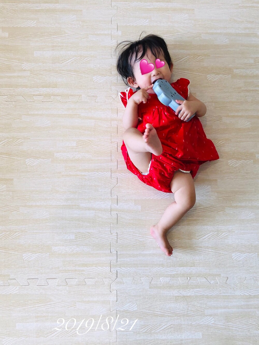 「babygap、０歳、赤ちゃん、娘コーデ、女の子」｜「babyGAPのアイテム（チュニック、レッド系）」を使った、⭐︎うみちゃん⭐︎さん（キッズ・70cm）の夏コーディネートの1枚目の写真