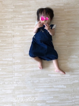 「PETIT BATEAU（プチバトー）のアイテム（オールインワン・サロペット）」を使った、⭐︎うみちゃん⭐︎さん（キッズ・70cm）の秋コーディネート