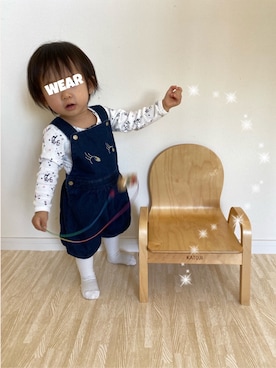「PETIT BATEAU（プチバトー）のアイテム（オールインワン・サロペット）」を使った、⭐︎うみちゃん⭐︎さん（キッズ・70cm）の秋コーディネート