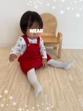 「PETIT BATEAU（プチバトー）のアイテム（オールインワン・サロペット）」を使った、⭐︎うみちゃん⭐︎さん（キッズ・70cm）の冬コーディネート