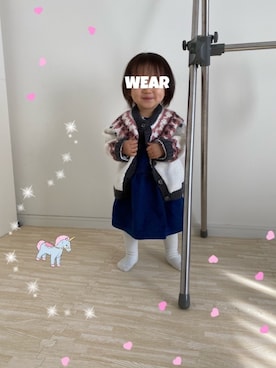 「PETIT BATEAU（プチバトー）のアイテム（ワンピース）」を使った、⭐︎うみちゃん⭐︎さん（キッズ・80cm）の冬コーディネート