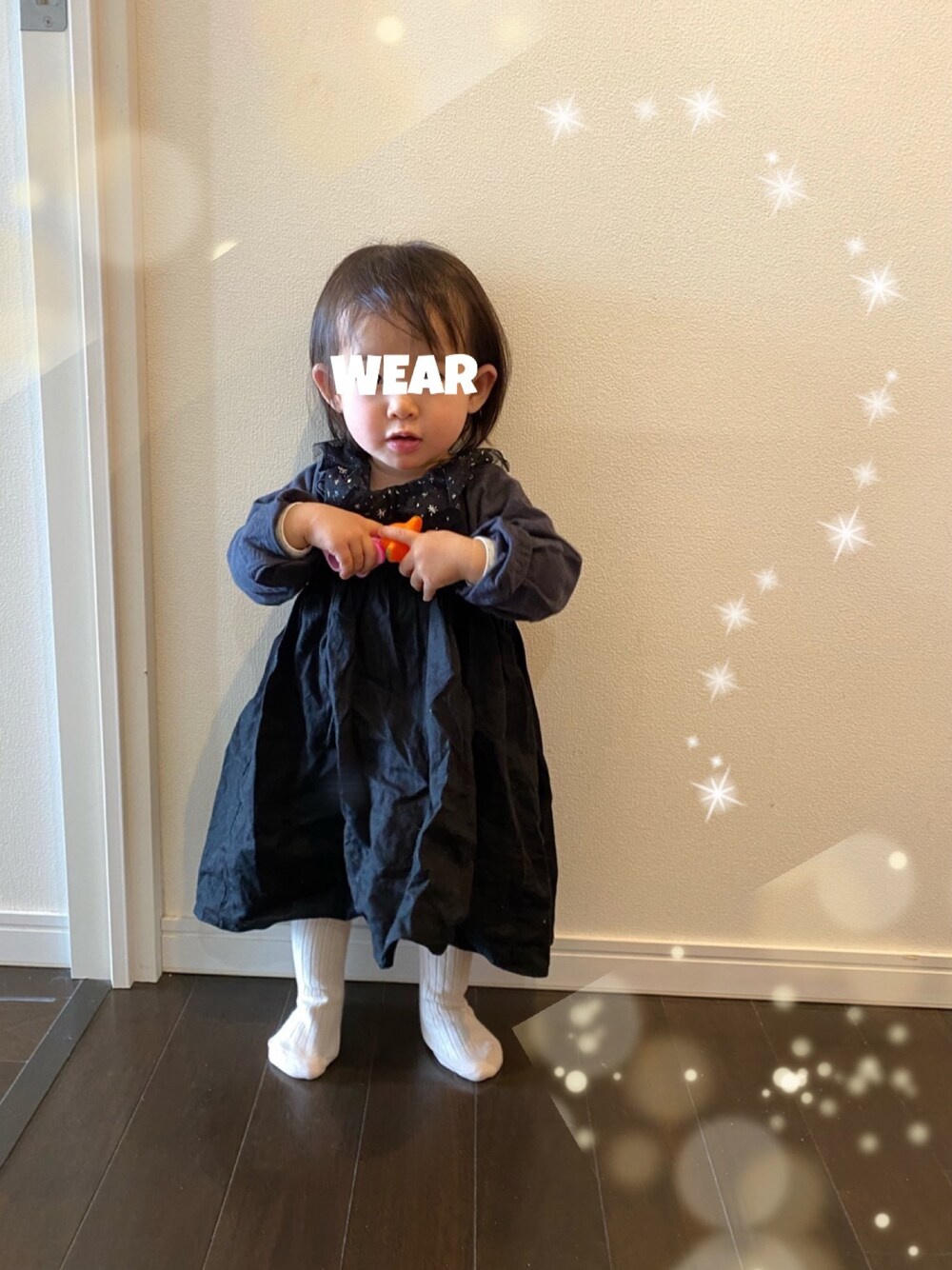 「キッズファッション、1歳、女の子、娘コーデ、ハンドメイド」｜「ZARA KIDSのアイテム（トップス、グレー系）」を使った、⭐︎うみちゃん⭐︎さん（キッズ・80cm）の冬コーディネートの1枚目の写真