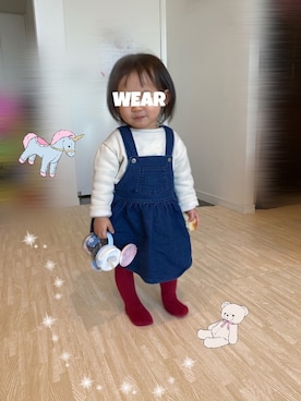「PETIT BATEAU（プチバトー）のアイテム（ワンピース）」を使った、⭐︎うみちゃん⭐︎さん（キッズ・80cm）の冬コーディネート