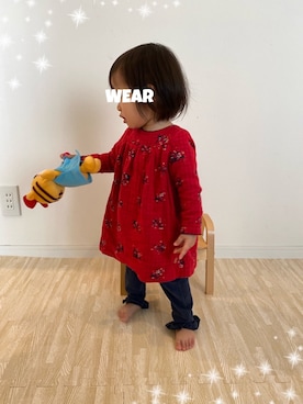 「PETIT BATEAU（プチバトー）のアイテム（ワンピース）」を使った、⭐︎うみちゃん⭐︎さん（キッズ・80cm）の冬コーディネート