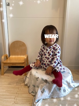 「PETIT BATEAU（プチバトー）のアイテム（ワンピース）」を使った、⭐︎うみちゃん⭐︎さん（キッズ・80cm）の冬コーディネート