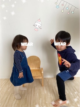 「PETIT BATEAU（プチバトー）のアイテム（ワンピース）」を使った、⭐︎うみちゃん⭐︎さん（キッズ・80cm）の春コーディネート