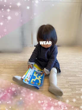 「PETIT BATEAU（プチバトー）のアイテム（ワンピース）」を使った、⭐︎うみちゃん⭐︎さん（キッズ・80cm）の春コーディネート