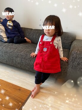 「MIKI HOUSE（ミキハウス）のアイテム（ワンピース/ドレス）」を使った、⭐︎うみちゃん⭐︎さん（キッズ・80cm）の春コーディネート