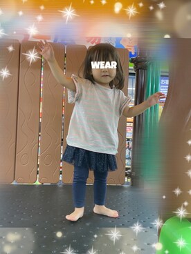 「PETIT BATEAU（プチバトー）のアイテム（スカート）」を使った、⭐︎うみちゃん⭐︎さん（キッズ・80cm）の秋コーディネート