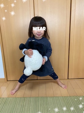 「PETIT BATEAU（プチバトー）のアイテム（ワンピース/ドレス）」を使った、⭐︎うみちゃん⭐︎さん（キッズ・90cm）の秋コーディネート