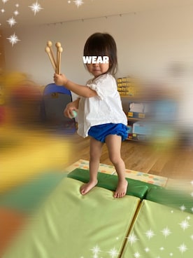 「PETIT BATEAU（プチバトー）のアイテム（キャミソール）」を使った、⭐︎うみちゃん⭐︎さん（キッズ・90cm）の秋コーディネート