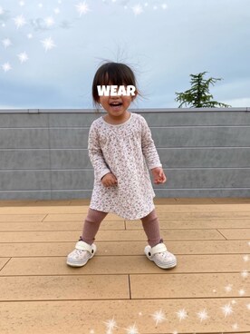 「PETIT BATEAU（プチバトー）のアイテム（ワンピース/ドレス）」を使った、⭐︎うみちゃん⭐︎さん（キッズ・90cm）の秋コーディネート