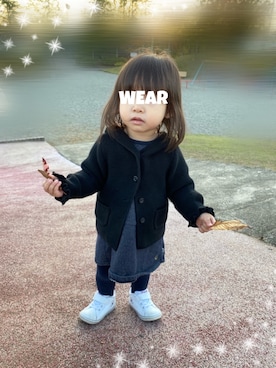 「PETIT BATEAU（プチバトー）のアイテム（ワンピース/ドレス）」を使った、⭐︎うみちゃん⭐︎さん（キッズ・90cm）の秋コーディネート