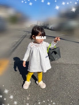 「PETIT BATEAU（プチバトー）のアイテム（ワンピース/ドレス）」を使った、⭐︎うみちゃん⭐︎さん（キッズ・90cm）の秋コーディネート