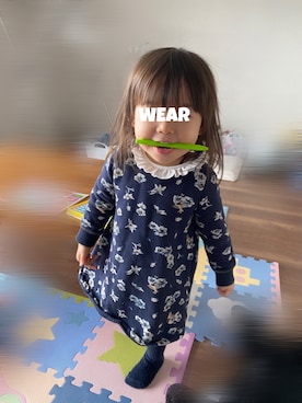 「PETIT BATEAU（プチバトー）のアイテム（ワンピース/ドレス）」を使った、⭐︎うみちゃん⭐︎さん（キッズ・90cm）の秋コーディネート