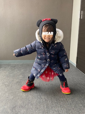 「PETIT BATEAU（プチバトー）のアイテム（ジャケット/アウター）」を使った、⭐︎うみちゃん⭐︎さん（キッズ・90cm）の冬コーディネート
