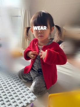 「PETIT BATEAU（プチバトー）のアイテム（オールインワン・サロペット）」を使った、⭐︎うみちゃん⭐︎さん（キッズ・90cm）の冬コーディネート