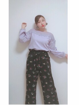 「WEGO（ウィゴー）のアイテム（パンツ、ブラック系）」を使った、ねこさん（レディース・158cm）の春コーディネート