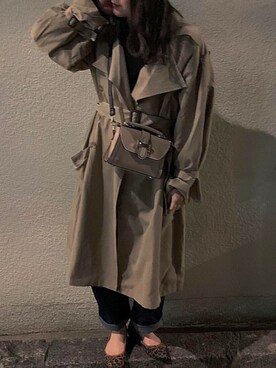 「アプレジュール」｜「アイテム（トレンチコート）」を使った、モカさん（レディース・162cm）の冬コーディネート