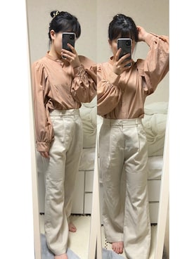 「LOWRYS FARM（ローリーズファーム）のカラーフレアパンツ  892044（その他パンツ）」を使った、soiさん（レディース・154cm）の春コーディネート
