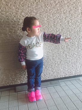 「RADCHAP（ラッドチャップ）のアイテム（スウェット）」を使った、Honoさん（キッズ・90cm）の春コーディネート