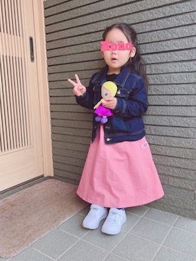 「アイテム（スカート）」を使った、Honoさん（キッズ・90cm）の春コーディネート