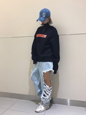 「DANKE SCHON（ダンケシェーン）のアイテム（キャップ）」を使った、yukaiwamotoさん（レディース・160cm）の秋コーディネート