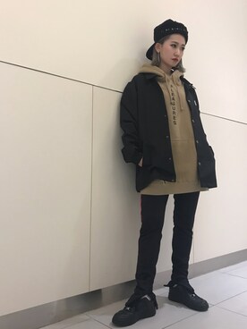 「PLEASURES（プレジャー）のアイテム（ブルゾン）」を使った、yukaiwamotoさん（レディース・160cm）の秋コーディネート