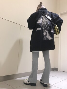 「PLEASURES（プレジャー）のアイテム（ブルゾン）」を使った、yukaiwamotoさん（レディース・160cm）の春コーディネート