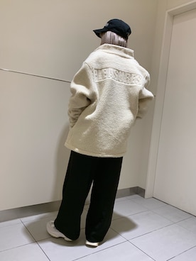 「PLEASURES（プレジャー）のアイテム（ブルゾン）」を使った、yukaiwamotoさん（レディース・161cm）の冬コーディネート