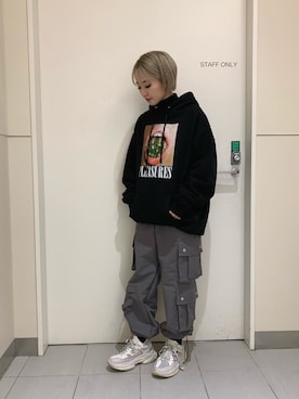 「L.H.P（エルエイチピー）のアイテム（カーゴパンツ）」を使った、yukaiwamotoさん（レディース・161cm）の春コーディネート