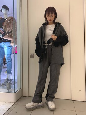 「DANKE SCHON（ダンケシェーン）のDankeSchon/ダンケシェーン/パネルウールパンツ（その他パンツ）」を使った、yukaiwamotoさん（レディース・161cm）の秋コーディネート