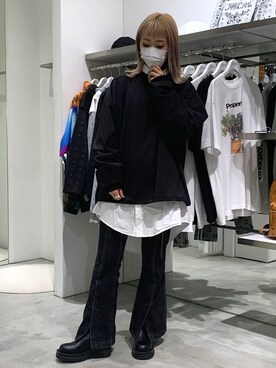 「WHITELAND（ホワイトランド）のアイテム（スウェット）」を使った、yukaiwamotoさん（レディース・161cm）の春コーディネート